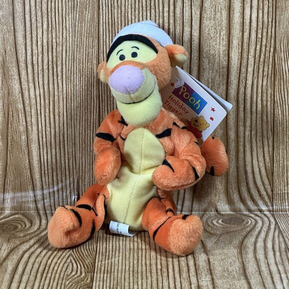 Mattel Arcotoys Holiday Tigger Beanbag Plush Stuffed Animal Disney 7” Christmas - Picture 11 of 12